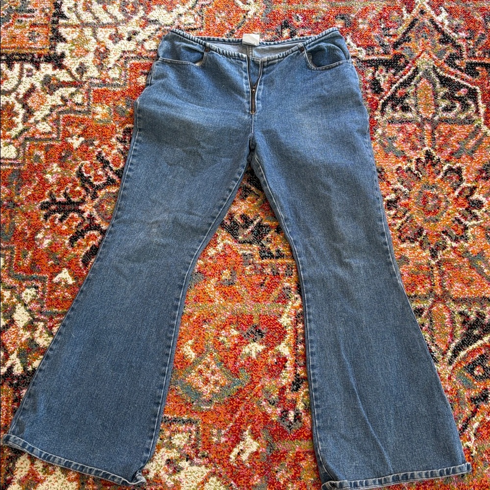 Carolina Blues • Vintage Exposed Zipper Flare Bell Bottom Jeans 12 Y2K 80s